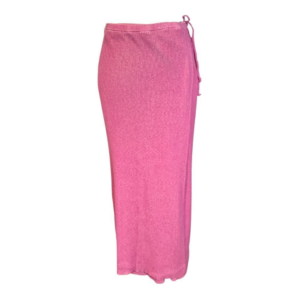 Free People Pink Knit Maxi XL Wrap Tie Side Slit Boho Y2K Coquette Festival